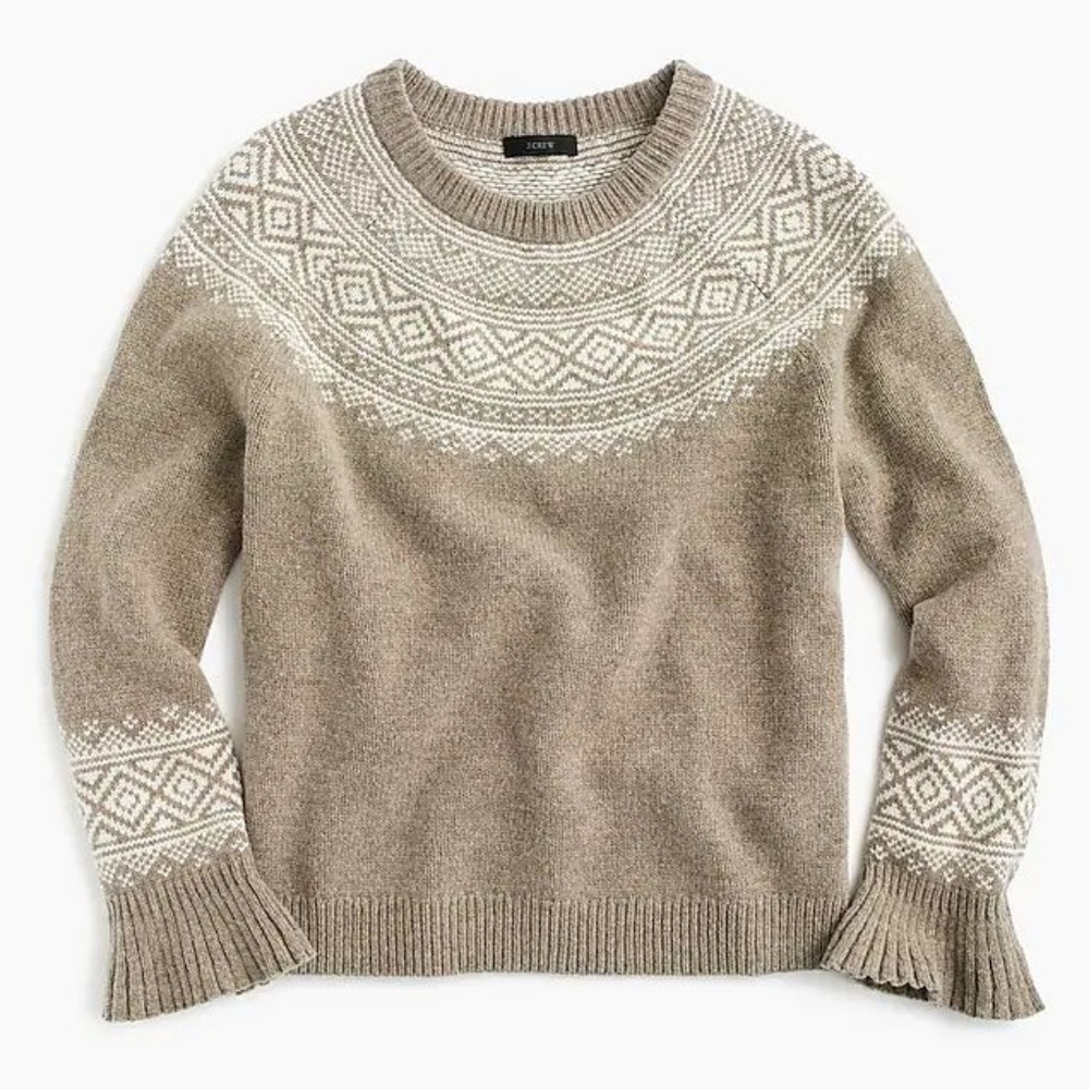 J.Crew  NWOT Fair Isle ruffle-sleeve sweater